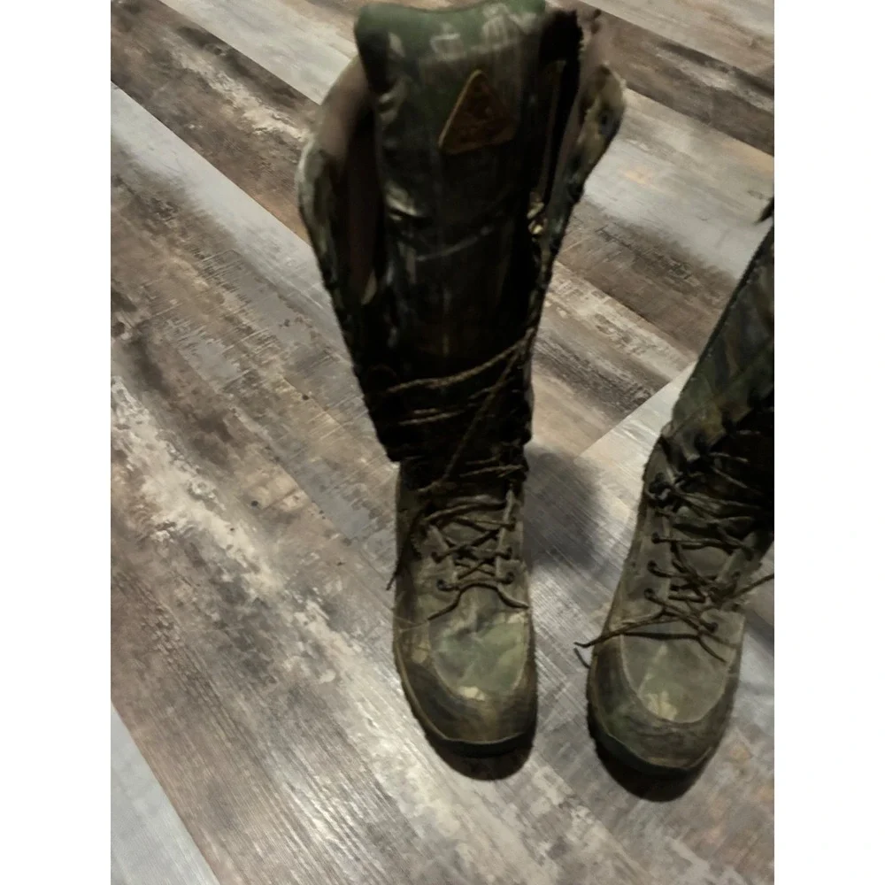 Rocky Mens Gore-Tex Camo Hunting Boots Vibram Sole Side Zip Waterproof